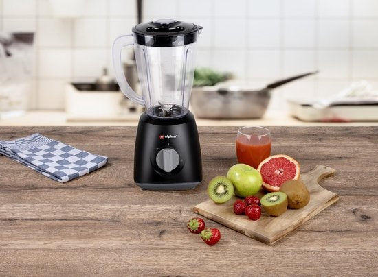 alpina Blender - 1,5 Litre - 400 Watt - Fonction Turbo - Bol en plastique - Noir