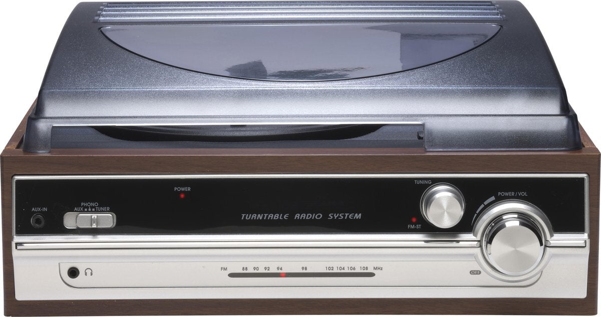 Tourne-disque rétro - Denver - Haut-parleurs intégrés - VPR190 - Bois/Argent