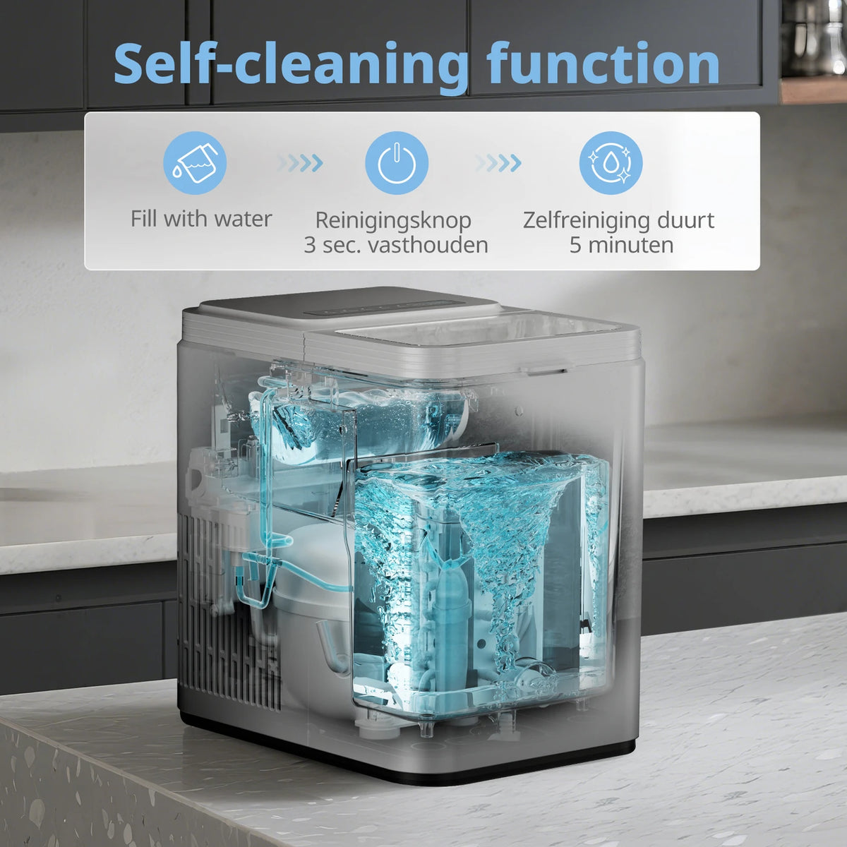 Machine à glaçons « Comfee » grise - 12 kg/24 h - Glaçons en 6 minutes - Autonettoyante