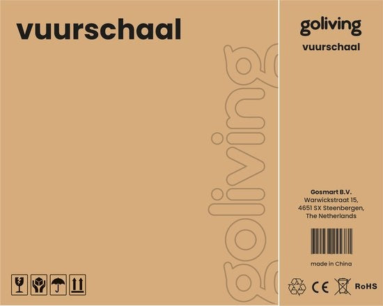 Goliving Outdoor Fire Bowl - Panier à feu - Cheminée de jardin - Cheminée d'ambiance - Chauffage de terrasse - Acier - Ø 60cm