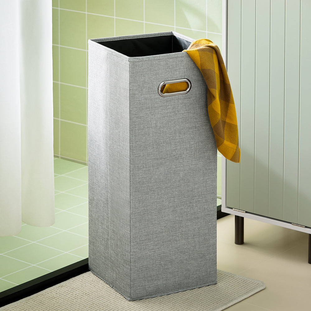 SoBuy Meuble de salle de bain haut multicouche BZR137-GR - Panier à linge rabattable - 31 x 30 x 167 cm - Vert et blanc