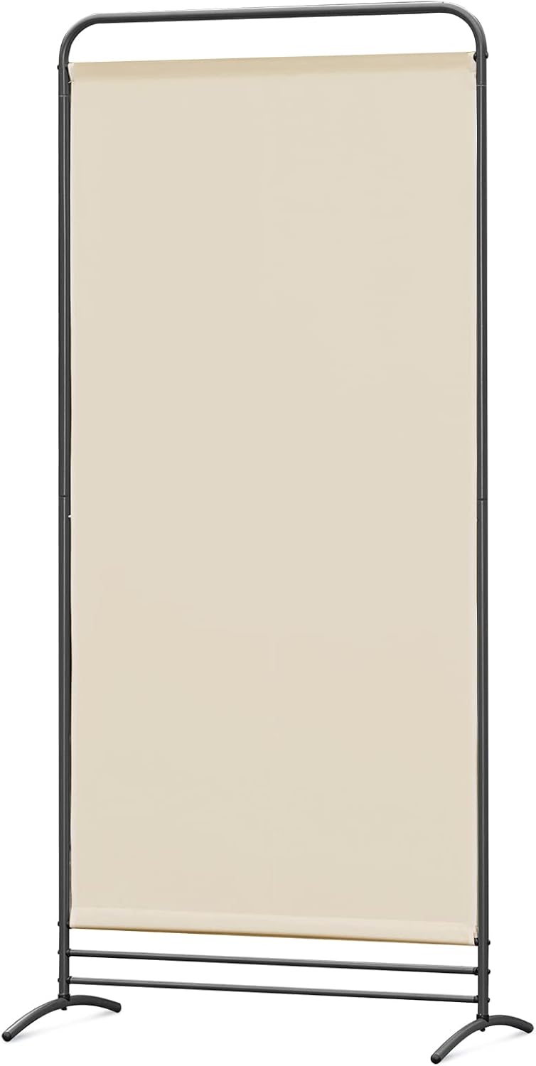 Angel Living Paravent - 1 pièce - 81x180 cm - Pliant - Autoportant - Cadre métallique - Séparation de pièces et pare-vue - Beige