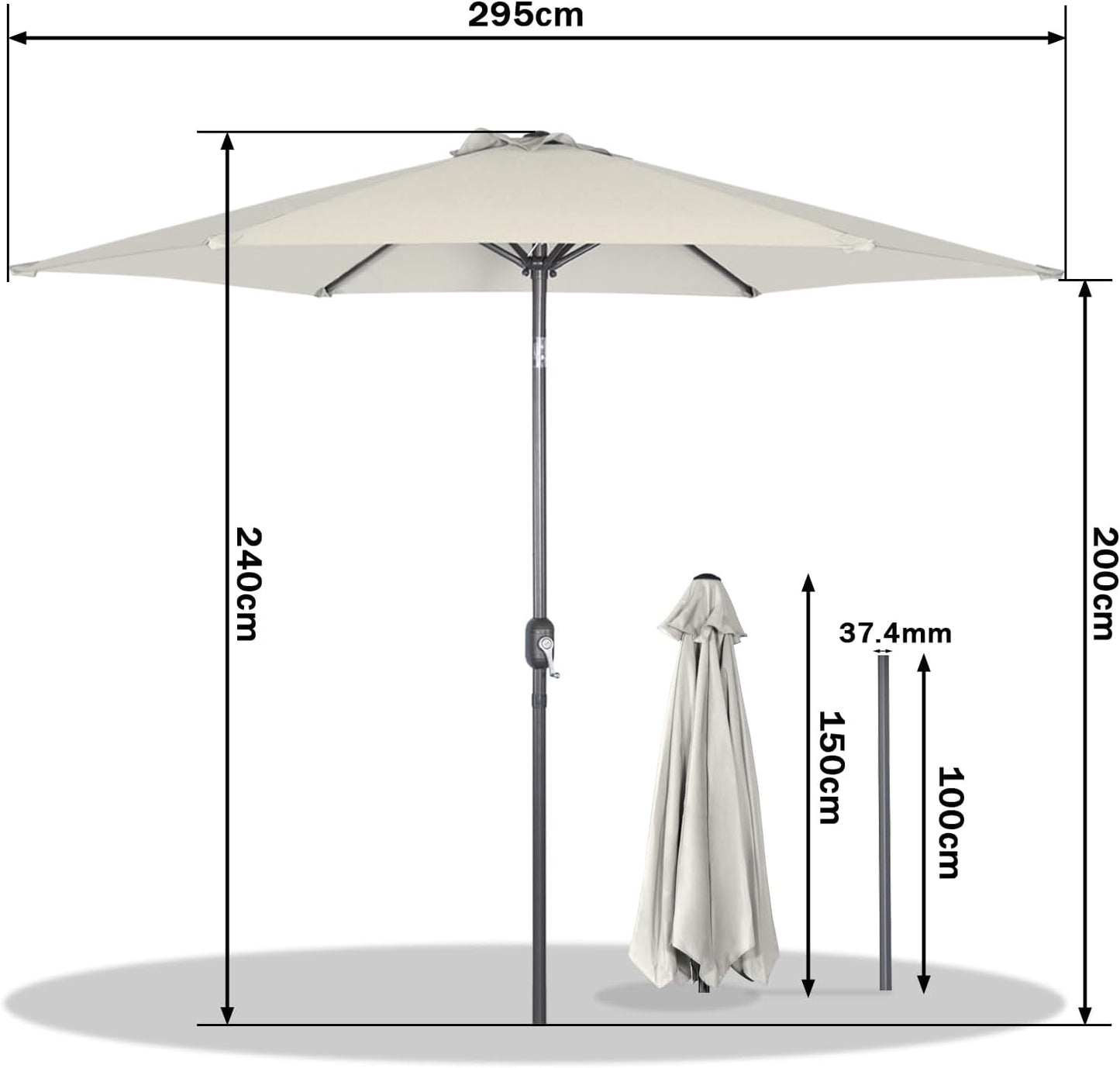 Angel Living Parasol - Ø300 cm - Inclinable - Crème