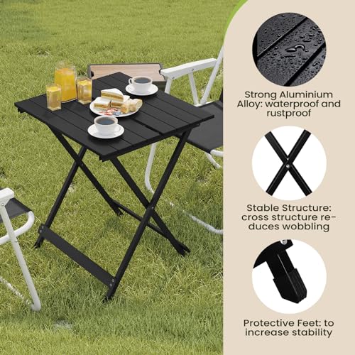 Table de camping pliable Woltu Aluminium Noir 50,5 x 47 x 59,5 cm