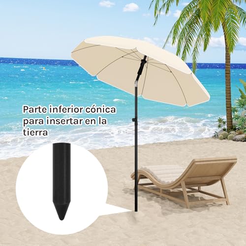 Parasol Woltu Beige - Diamètre 135 cm - Hauteur et inclinaison réglables