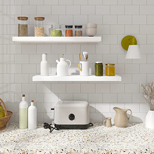 WOLTU RG9365ws-2 Etagère murale flottante - Bois FSC - Blanc - 60 x 15 x 5 cm