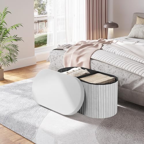 Woltu Storage Bench Velvet - Dark Grey - 76 x 38 x 38 cm - Boîte de rangement pliable avec couvercle amovible