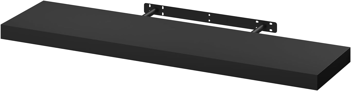 Woltu Floating Wall Shelf MDF Wall Rack - Étagère de rangement suspendue Design moderne - 90 x 22.9 x 3.8 cm - Noir