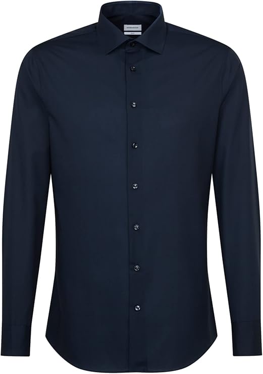 seidensticker Chemise d'affaires Slim Fit Bügelfrei Kent Chemise d'affaires à bras long pour homme (1 paquet) - Taille 42 - Bleu marine