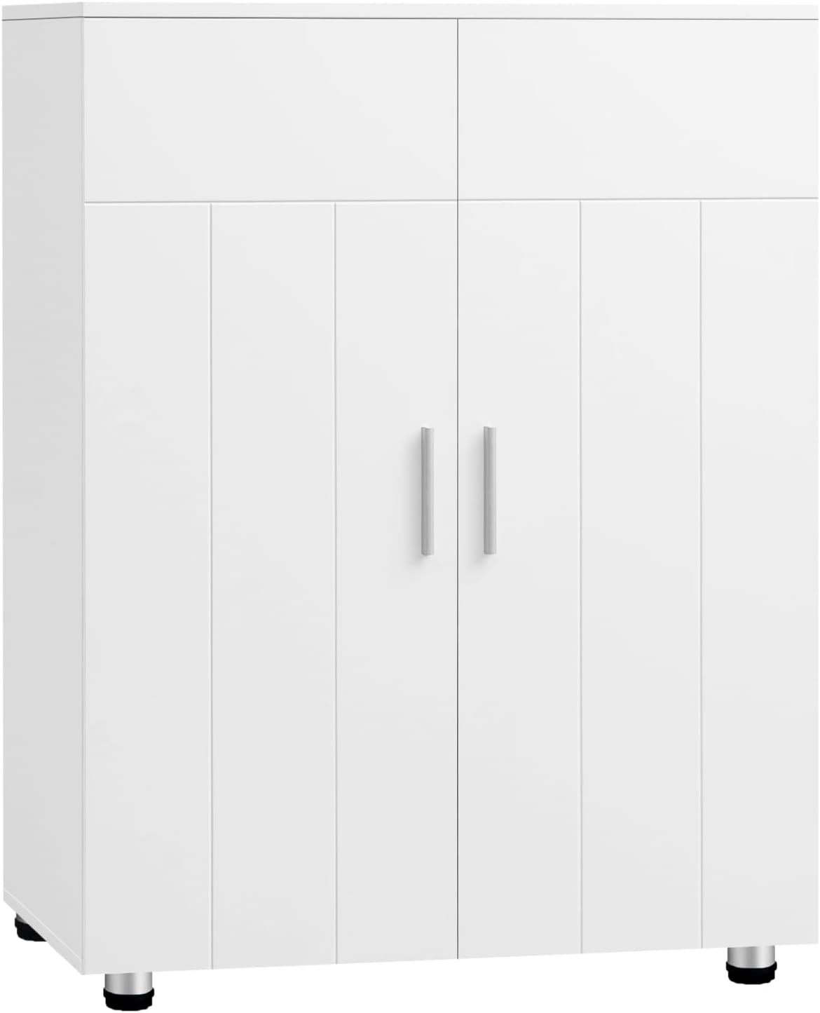 Eugad Bathroom Cabinet Upright - White - 60 x 30 x 82 cm - Meuble de rangement moderne avec portes et étagères réglables