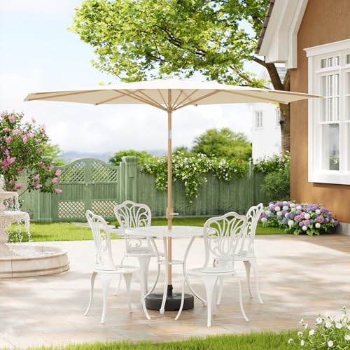 Parasol Woltu 300 cm Beige - Protection solaire UPF 50+ avec fonction d'inclinaison et fermeture avec tuyau