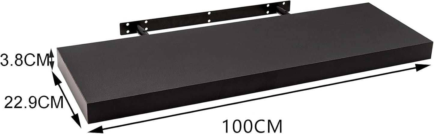 Woltu Étagère murale flottante 100x22.9x3.8 cm - Étagère murale moderne en MDF - Noir
