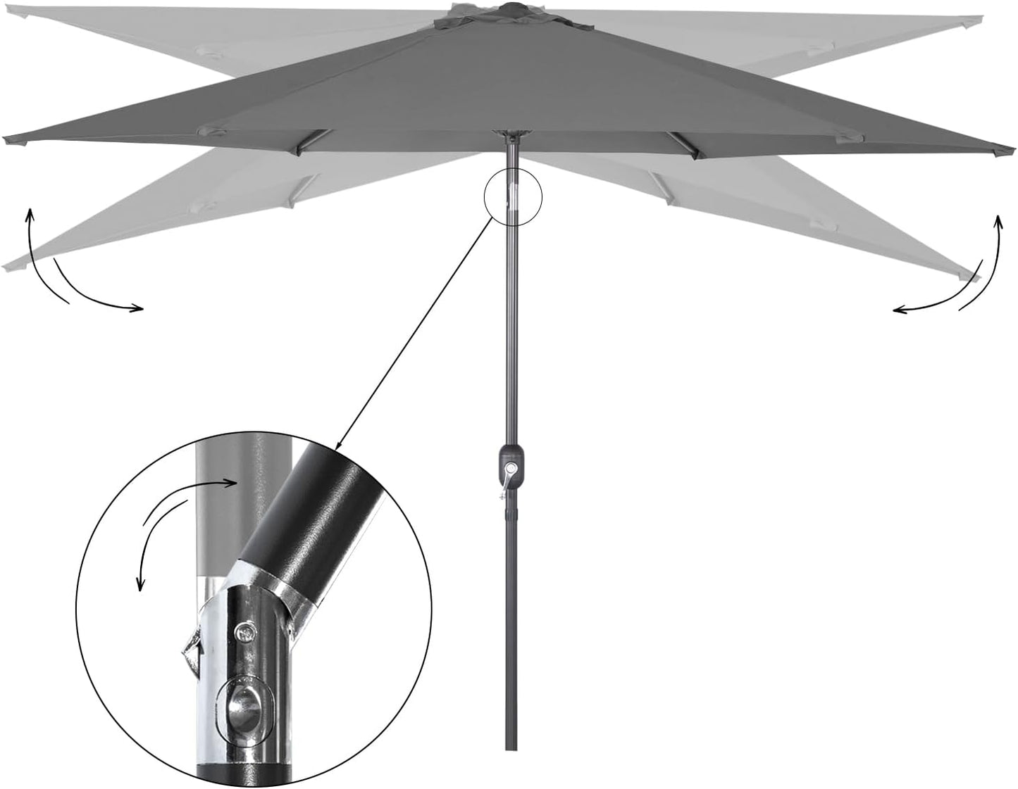 Angel Living Parasol Ø300 cm - Rond - Gris