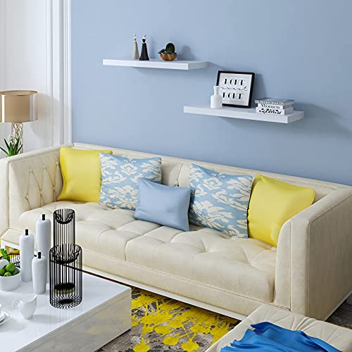 WOLTU RG9365ws-2 Etagère murale flottante - Bois FSC - Blanc - 60 x 15 x 5 cm