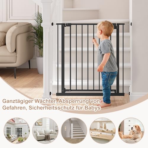 Barrière de sécurité Woltu pour escaliers et portes - noire - 75-97 cm
