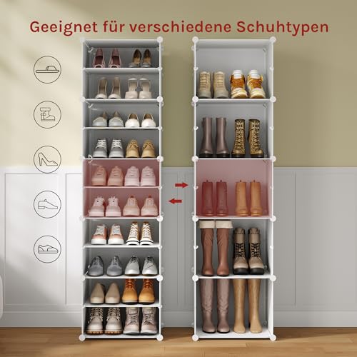 Woltu Shoe Rack with 10 Compartments White - Armoire à chaussures pour 40 paires de chaussures avec portes