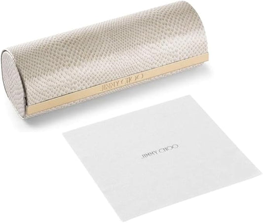 jimmy choo étui à lunettes de luxe avec relief en peau de serpent - gris - 16 x 6 x 4 cm