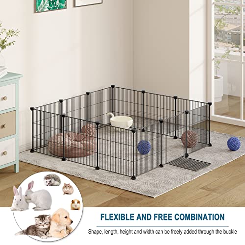 Eugad Clôture modulaire pour petits animaux domestiques Noir 142 x 72 x 36 cm