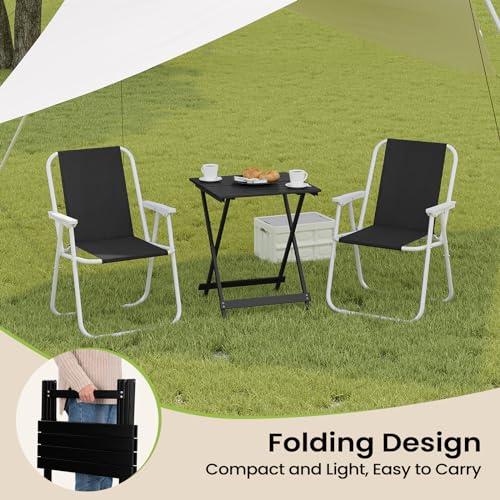 Table de camping pliable Woltu Aluminium Noir 50,5 x 47 x 59,5 cm