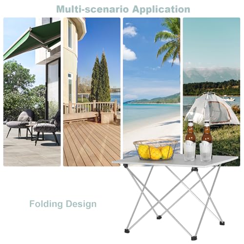 Woltu Table de pique-nique Table de camping pliable - Aluminium Silver - 56x46x40 cm