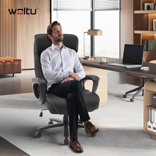 Woltu Ergonomic Office Chair with Headrest and Adjustable Height - Black (chaise de bureau ergonomique avec appui-tête et hauteur réglable)