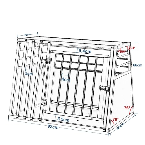Boîte de transport pour chien Eugad Boîte de transport en aluminium pour chiens de taille moyenne - Gris - 92 x 66 x 65 cm