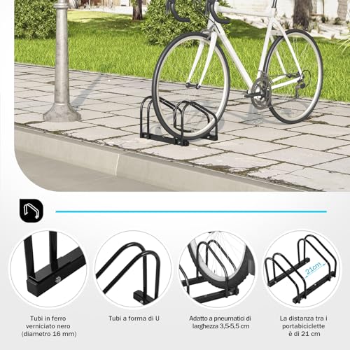 Woltu Porte-vélos pour 2 vélos Métal noir - Fixation au sol et au mur