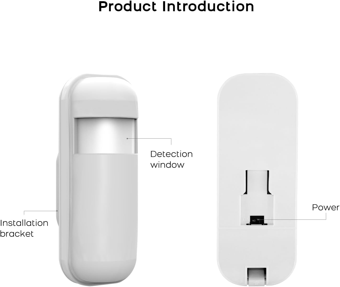 Pgst Détecteur de mouvement PIR sans fil 433 MHz Alarme maison - Détecteur infrarouge passif - Détection 3-7 m - Portée 10 m - Blanc - 24 x 15 x 10 cm