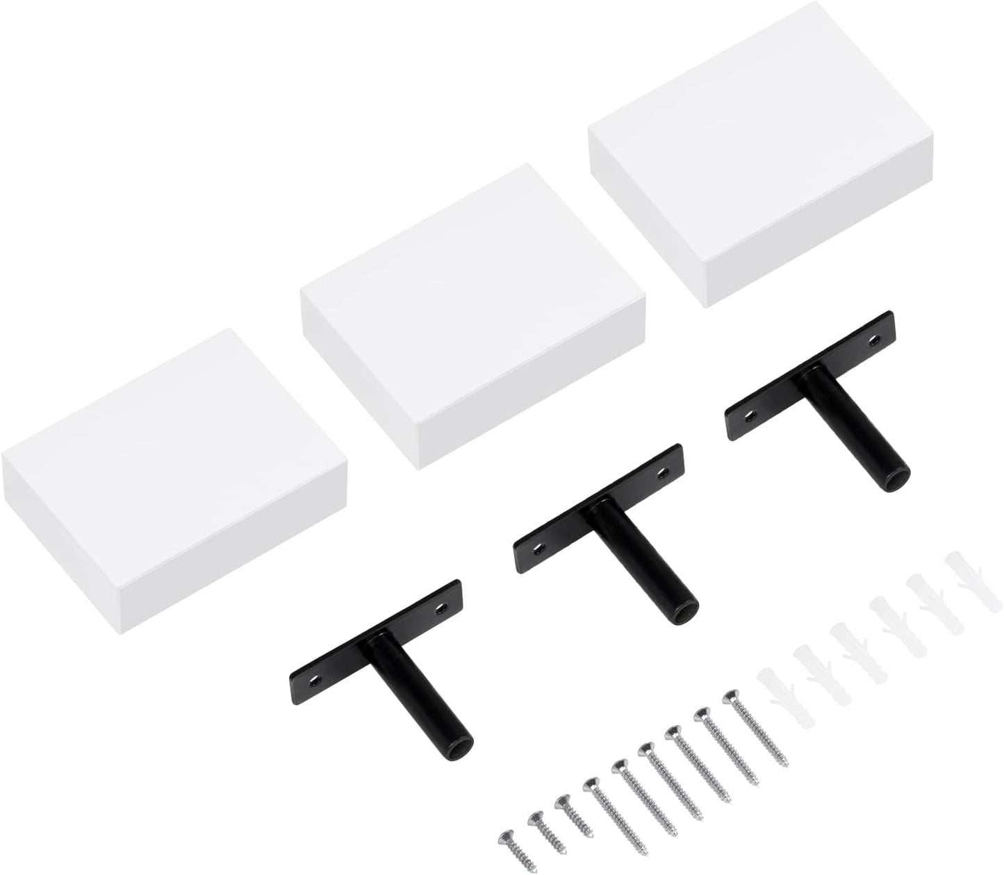 Woltu RG9498ws Étagère murale - Lot de 3 - Blanc - 10,5 x 7,8 x 3 cm - Étagères flottantes avec fixation cachée
