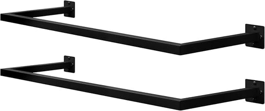 eSituro SGR0170 set de 2 tringles à linge murales - tringle à linge rectangulaire - fer industriel - noir 114 cm