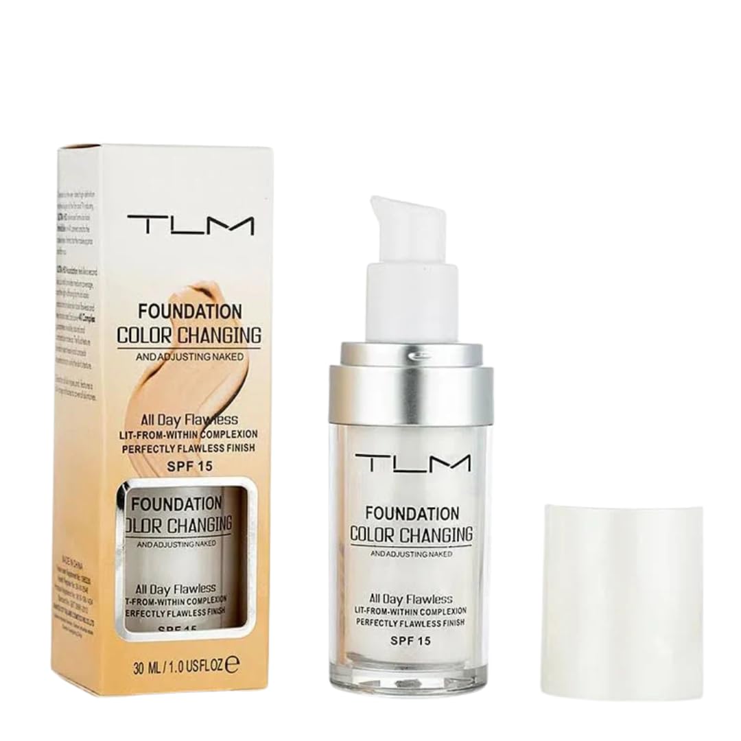 Fond de teint Faas TLM - Fond de teint changeant - S'adapte au teint - Hydratant et hypoallergénique - Tenue 24 heures - Waterproof - Maquillage Ultra HD - Facteur de protection solaire 15