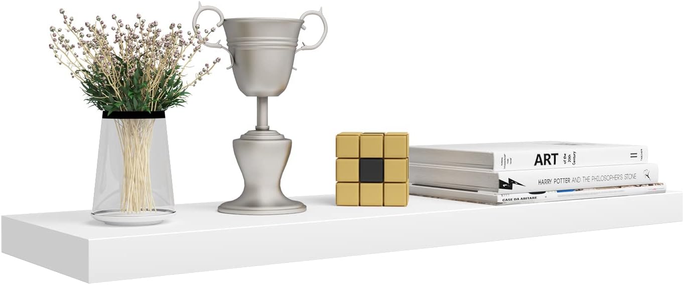 Woltu RG9317ws Étagère murale flottante - 100x22.9x3.8 cm - MDF blanc - Étagère suspendue moderne pour le salon, la cuisine ou la salle de bain