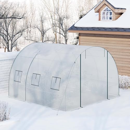 Woltu Serre tunnel pour jardin - Blanc - 300 x 300 x 200 cm