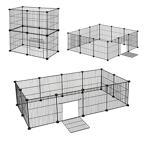 Eugad Clôture modulaire pour petits animaux domestiques Noir 142 x 72 x 36 cm