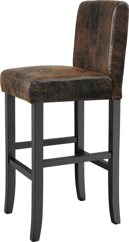 tectake - 2 Tabourets de bar en simili cuir marron vieilli - 403584