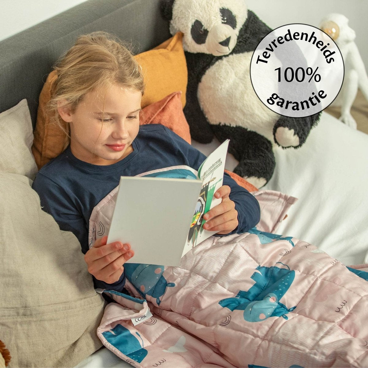 Ella® Couverture lestée pour enfant 3.2kg - 100 x 150cm  - OEKO-TEX Coton - Hippopotame