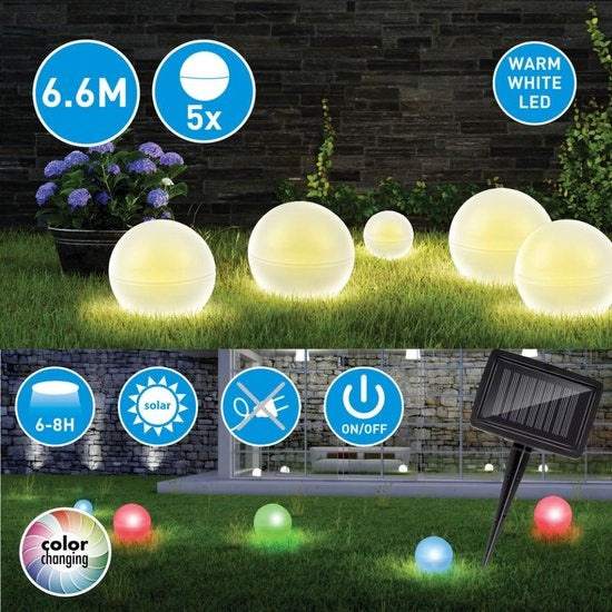 Grundig Ampoules pour l'extérieur - Avec prise - LED - Chargement par énergie solaire - Blanc