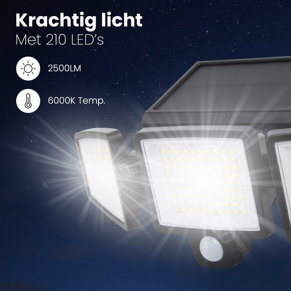 Auronic Lampe solaire d'extérieur avec détecteur de mouvement - Applique murale avec détecteur - Solaire - 210 LED - IP65 - Noir