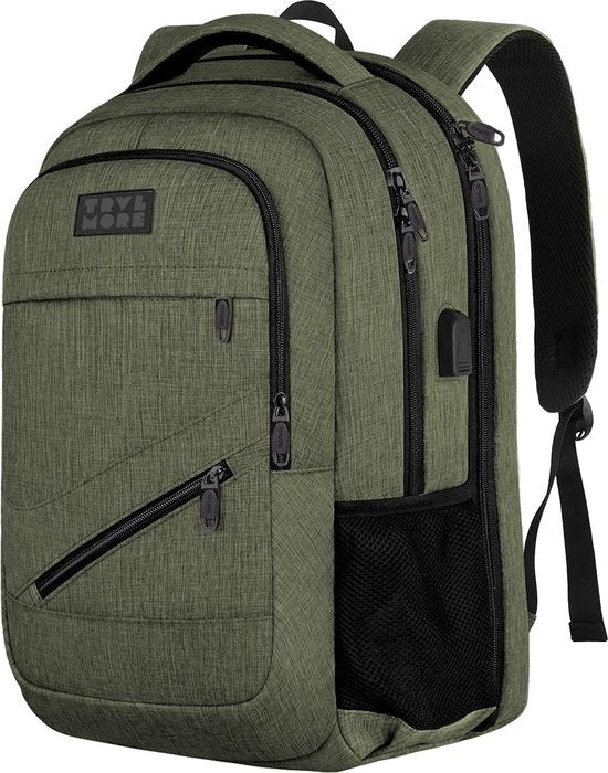 TRVLMORE Sac à dos - 28L - 15.6 inch - Sac à dos pour ordinateur portable - Sac d'école - Unisexe - Vert résistant aux éclaboussures