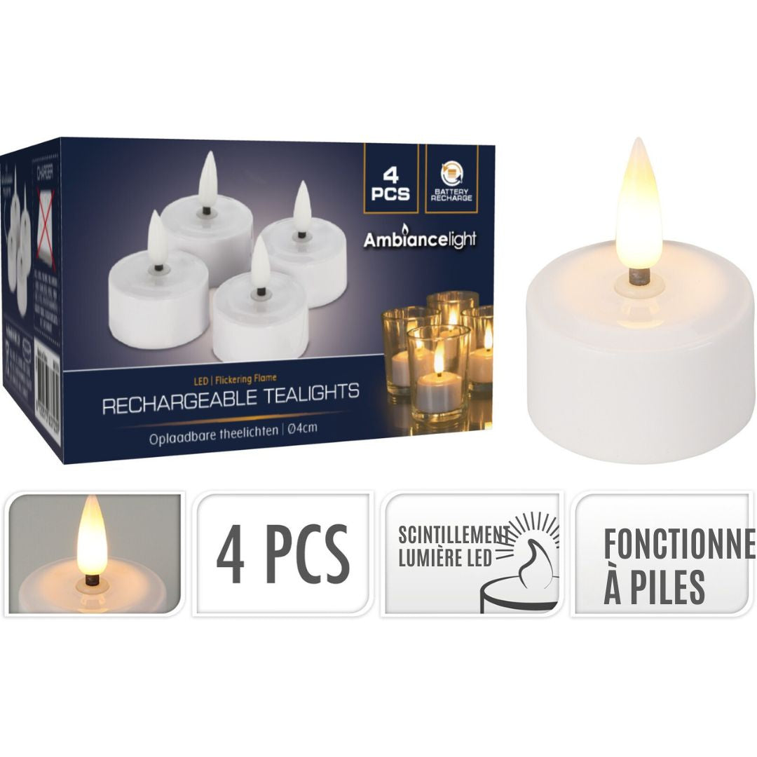 Bougies LED - ambiance - 48 pièces Rechargeable - Ø4cm - SANS chargeur - blanc