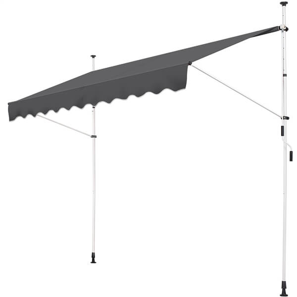 Yaheetech Auvent à fixation par pinces - Auvent de balcon avec manivelle 250 x 180 cm - Beige - Sans perçage