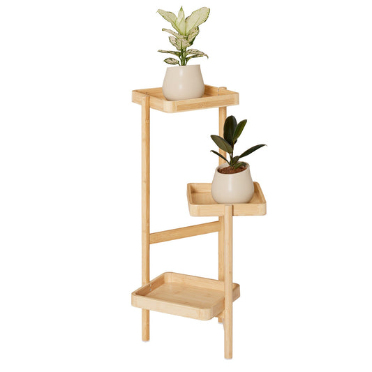 SoBuy STR12-N Support à plantes en bois à 3 étages - bambou naturel, 31 x 78 x 27 cm, pour 3 pots