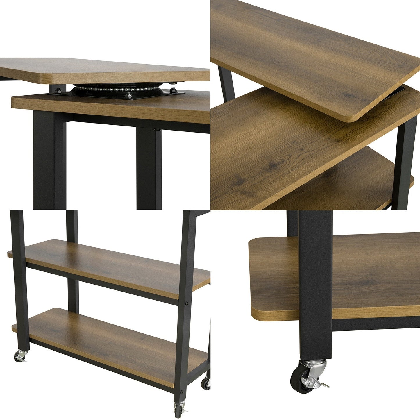 SoBuy Table d'appoint pivotante à roulettes - 133x30x69 cm