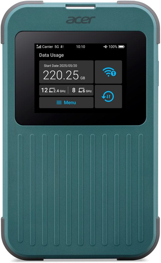 Acer Connect M4 - Routeur MiFi portable - Point d'accès mobile - 5G - Wi-Fi 6 - Bi-bande - SIM - eSIM - SIM virtuelle - 1 Go inclus - jusqu'à 16 appareils - idéal pour les déplacements ou le camping