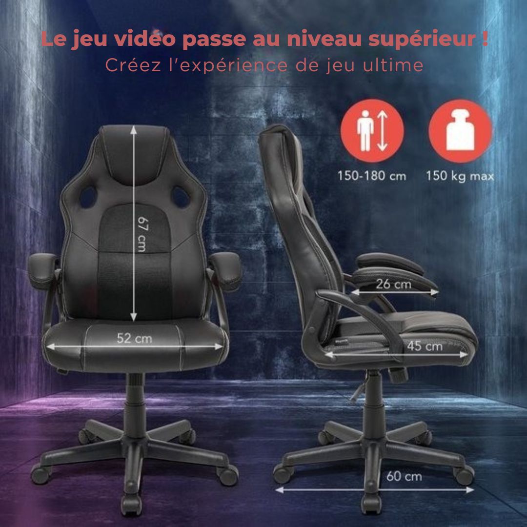 Chaise de jeu - LifeGoods - Réglable - Cuir synthétique - Noir