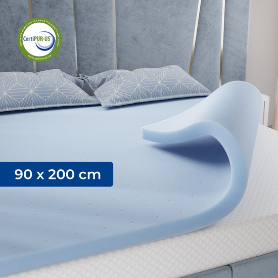 CozySense® Basic Topper 90x200 - Surmatelas - Topdekmatras - Mousse à mémoire de forme au gel - CertiPUR® - Fermeté moyenne - 6 cm