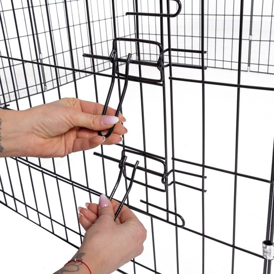 Springos Puppy Run - pliable - 8 panneaux - 160 x 60 CM - noir - Ø160 CM