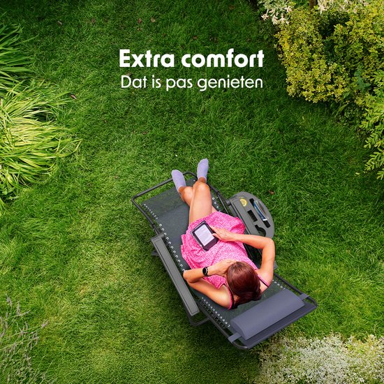 LifeGoods Fauteuil de jardin pliable - Chaise longue de jardin - 30°-90° réglable - Métal - Bleu