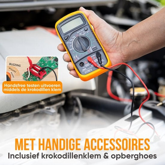 Strex Digital Multimeter - AC / DC - Batterie Duracell 9V, pince et étui de rangement inclus - Multimètre