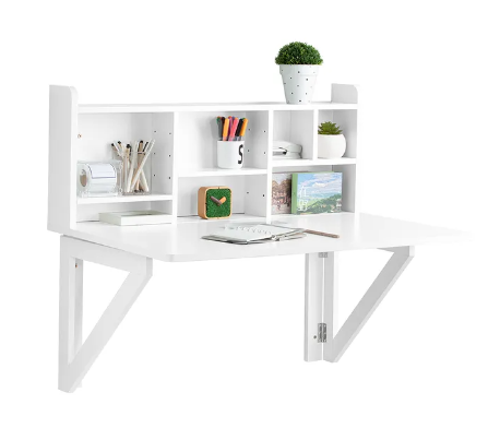 SoBuy Bureau pliable - Fixation murale - Max. 48 kg - 90 x 78 x 60 cm - Blanc